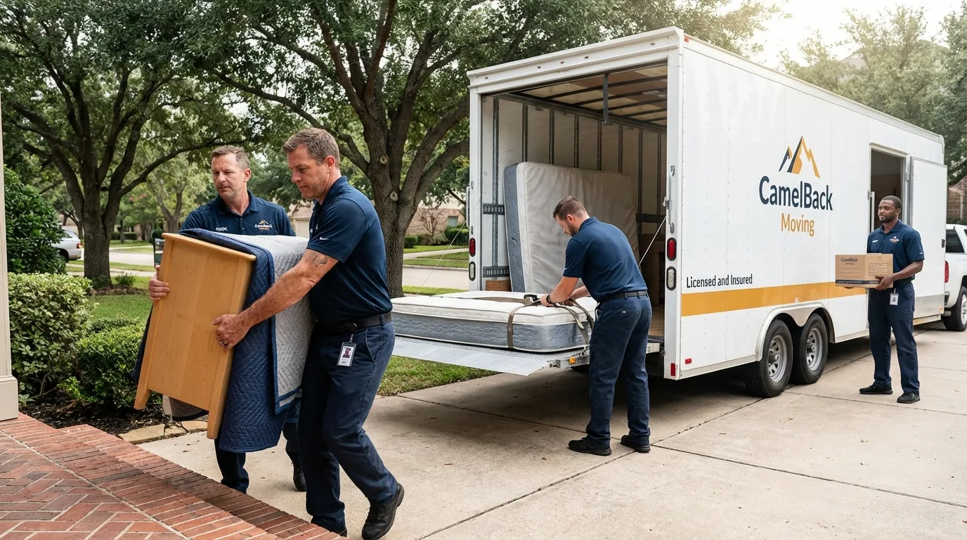 Crew loading residential truck for cross-state move from Lebanon, OH