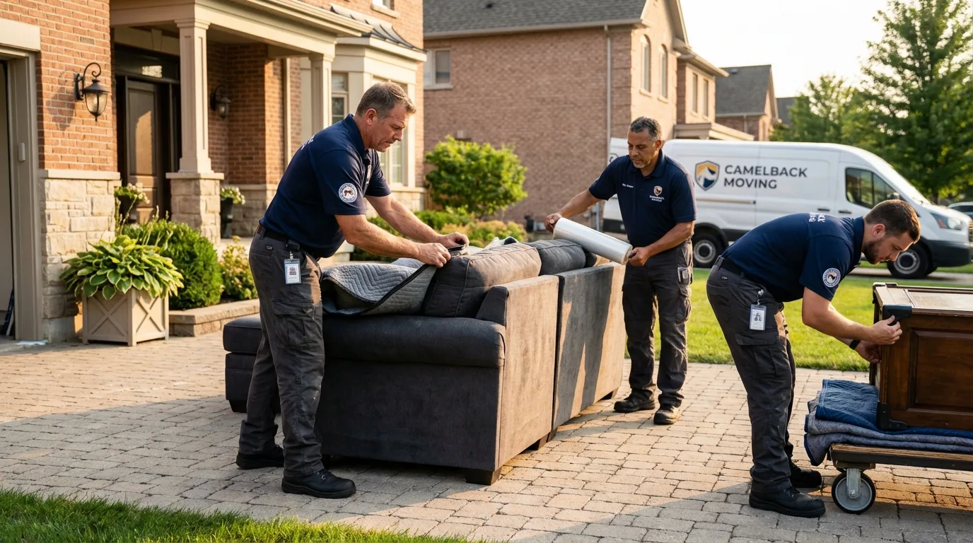 Large estate moving crew wrapping furniture in Lebanon, OH