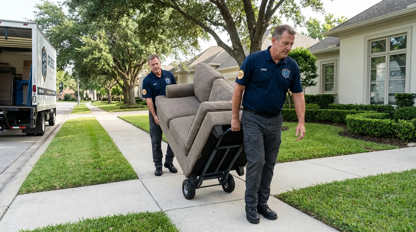 Local residential moving crew loading furniture in Lebanon, OH