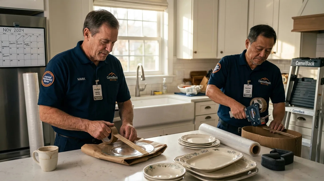 Professional crew packing kitchen dishware in Lebanon, OH